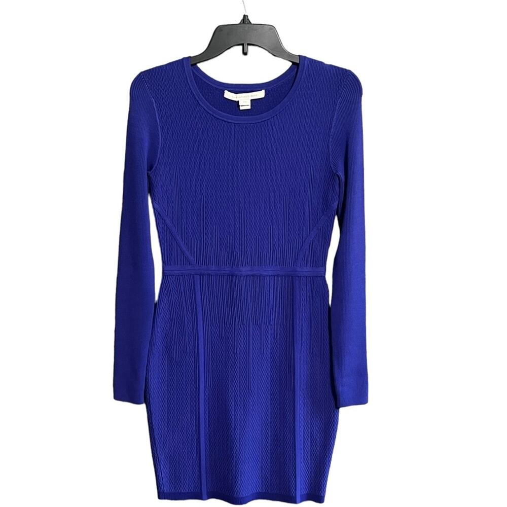 Diane Von Furstenberg Bandage Bodycon Dress S/M Blue Knit Long Sleeve Cocktail